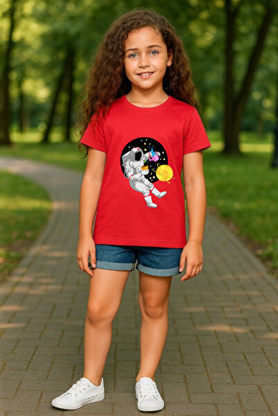 Windy Island Children's Crew Neck Unisex Space Printed T-Shirt
