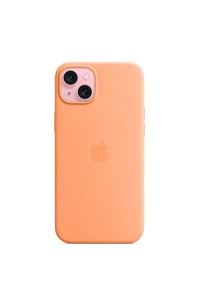 Apple Husa de protectie Silicone Case with MagSafe pentru Apple iPhone 15 Plus, Orange Sorbet