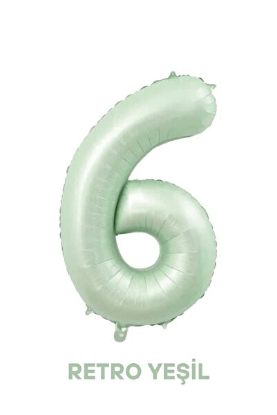 Bunloon 6 Rakam Balon Retro Yeşil Renk 76 cm Doğum Günü Parti Süsleme