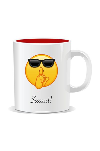 OEM Personalized Emoji Mug, Quiet!, Shh! - Red Interior
