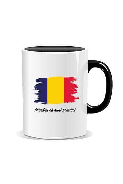 OEM Personalized mug for December 1st, Proud to be Romanian - Black interior