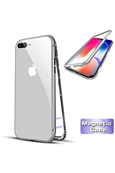 OEM Carcasă Apple iPhone 8, magnetică argintie, potrivire perfectă cu spate d...