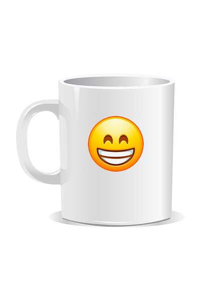 OEM Personalized mug with laughing Emoji, Happiness is written on the face