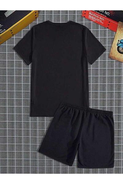 Boi Goat Shorts T-Shirt - Black Printed Bottom Top Set Crew Neck