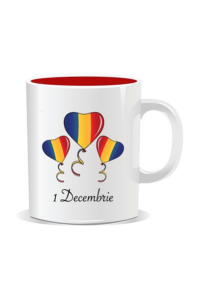 OEM Personalized mug for December 1st, Balloons with flag - Red interior
