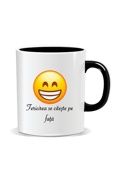 OEM Personalized mug with laughing Emoji, Happiness is written on the face