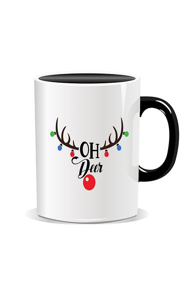 OEM Personalized Christmas Mug, Oh Deer - Black Interior