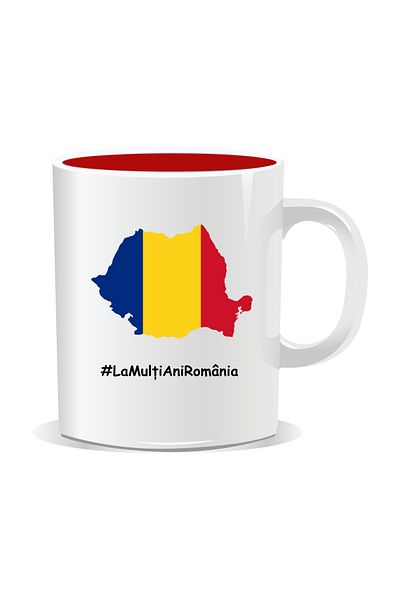 OEM Personalized mug for December 1st, Map of Romania, #LaMultiAniRomania - Red interior