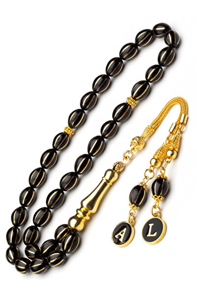 OTTOTESBİH Sertifikalı Gümüş Harf Püskül 8x12mm İşlemeli Oltu Tesbih