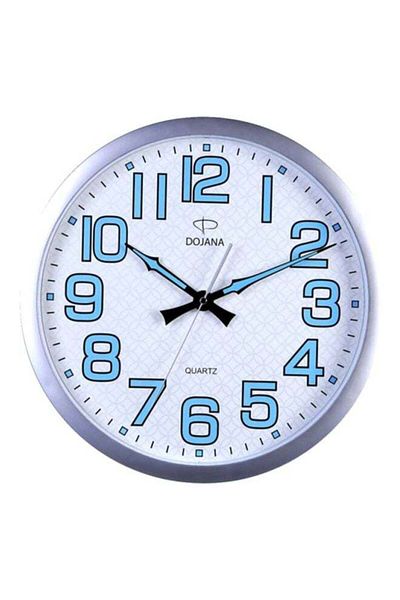 dojana Round Analog Wall Clock Blue/Silver/White