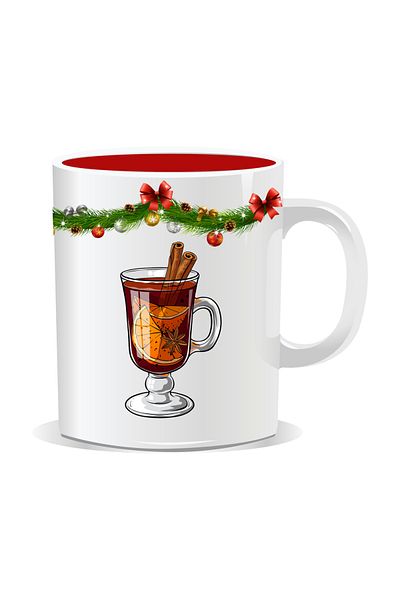 OEM Personalized Christmas mug, Tinsel and mulled wine - Red interior