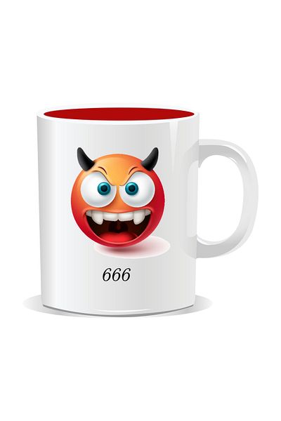 OEM Personalized Emoji Mug, 666 - Red Interior