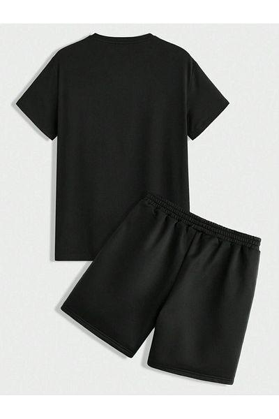 Boi Consoles T-Shirt Shorts - Black Shorts T-Shirt Bottom Top Set Printed Crew Neck