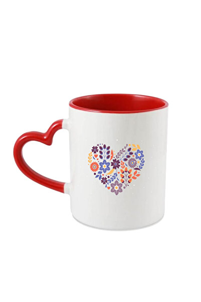 OEM Personalized mug for Valentines Day, Heart made of flowers