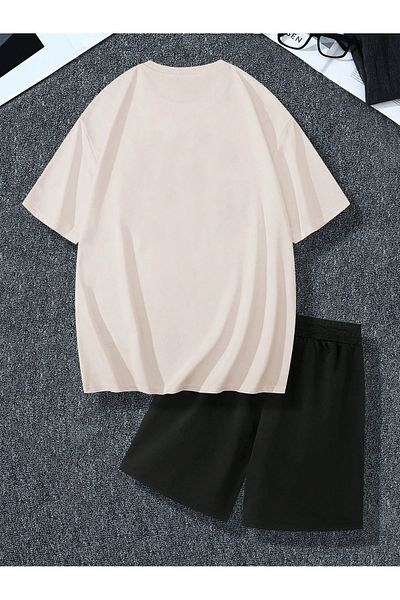 Boi Priceless Gift T-Shirt Shorts - White Black Shorts T-Shirt Bottom Top Set Printed Crew Neck