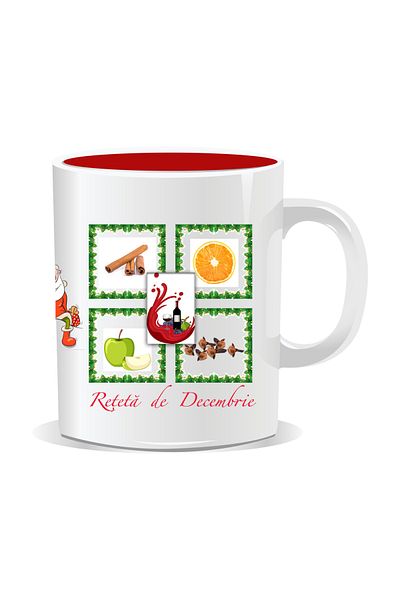 OEM Personalized Christmas Mug, December Recipe - Red Interior