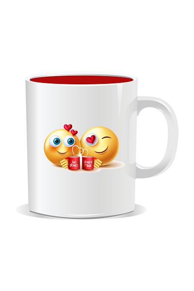 OEM Personalized Emoji Mug, Lovers - Red Interior