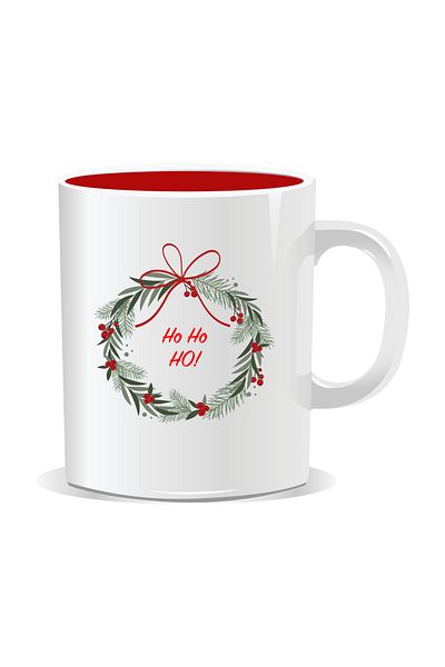 OEM Personalized Christmas Mug, Merry Christmas, Ho Ho Ho - Red Interior