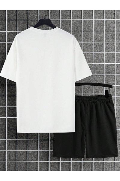 Boi Los Angeles T-Shirt Shorts - White Black Shorts T-Shirt Bottom Top Set Printed Crew Neck