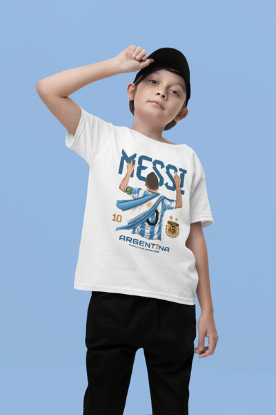 SEVBANO تي شيرت ميسي الأرجنتين 10 مطبوع للأطفال للاعب كرة القدم للجنسين (1-12...