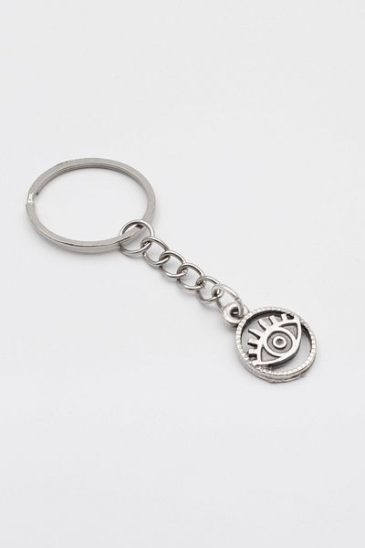 Bu Farklı Minimalist Eye - Breloc Evil Eye - Placat cu argint antic - Femei Bărbați