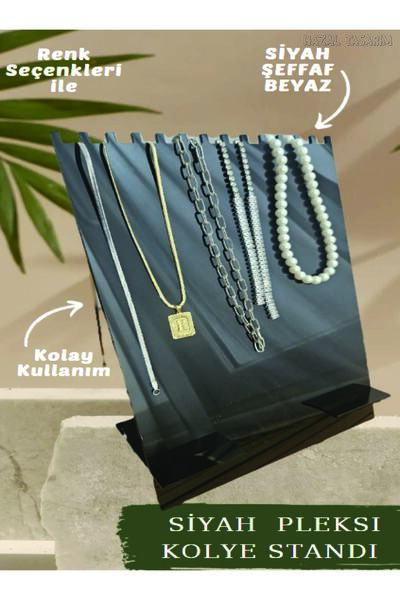 hazal tasarım حامل قلادة كبير من البليكسي جلاس باللون الأسود مقاس 30 × 20 للمجوهرات / المجوهرات / الإكسسوارات من البلاستيك الأكريليك من البليكسي جلاس