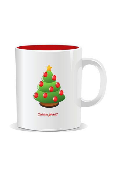 OEM Personalized Christmas mug, Decorated Tree - Red interior