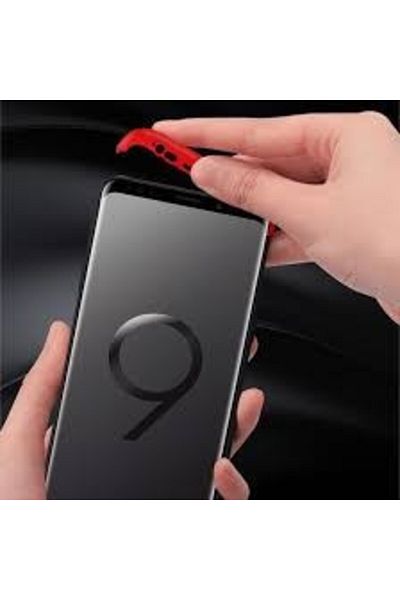 OEM Carcasă Samsung Galaxy S9 Plus, 360° 3 în 1, negru-roșu