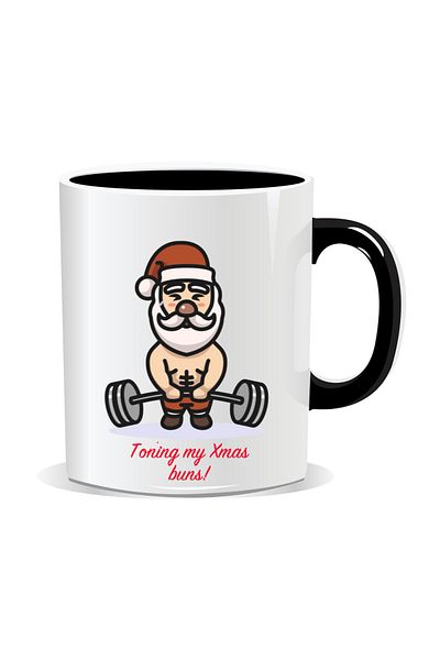 OEM Personalized Christmas mug, Toning my Xmas buns - Black interior