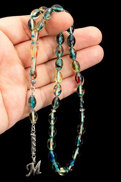 OTTOTESBİH Men's Gift Letter Tassel Bonibon Powder Amber Prayer Beads