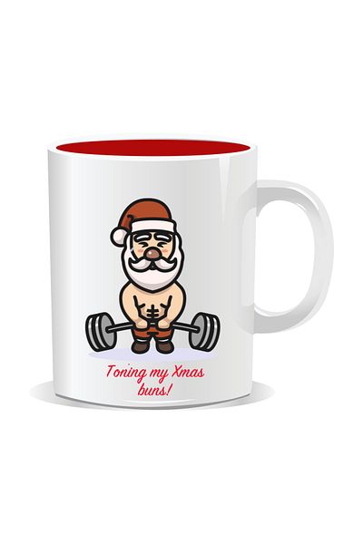 OEM Personalized Christmas mug, Toning my Xmas buns - Red interior