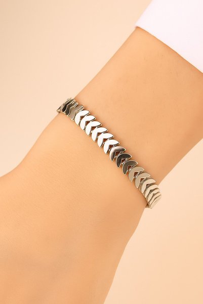 X-Lady Accessories Gümüş Renk Kılçık Unisex Çelik Bileklik - 3368