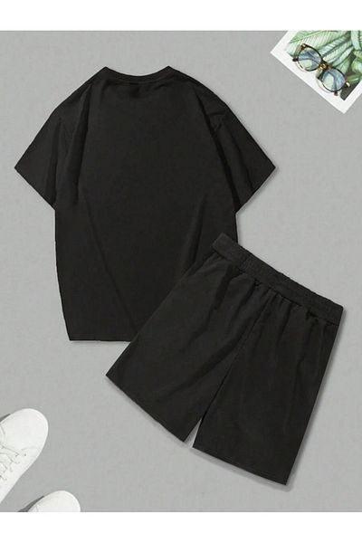 Boi Kings California T-Shirt Shorts - Black Shorts T-Shirt Bottom Top Set Printed Crew Neck