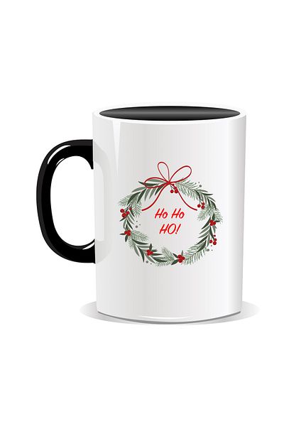 OEM Personalized Christmas Mug, Merry Christmas, Ho Ho Ho - Black Interior