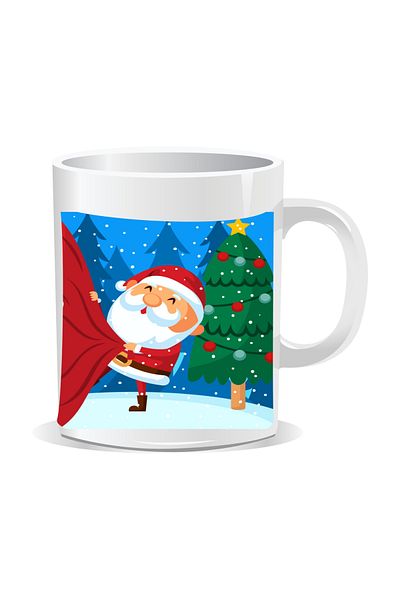OEM Personalized Christmas mug, Santa Claus pulls the sack - White interior
