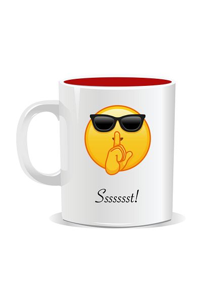 OEM Personalized Emoji Mug, Quiet!, Shh! - Red Interior