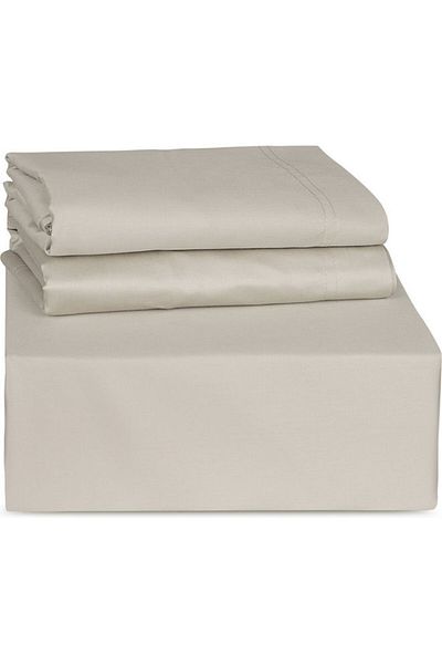 Trident : 3Piece 500 Thread Count 100 Cotton rich Solid Luxury Queen Bedsheet Set