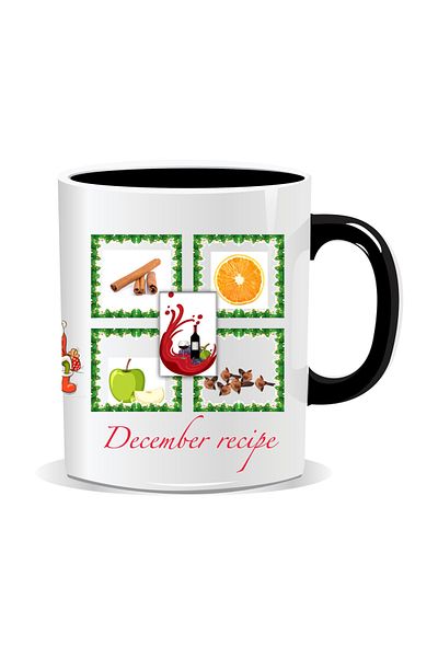 OEM Personalized Christmas mug, December recipe - Black interior