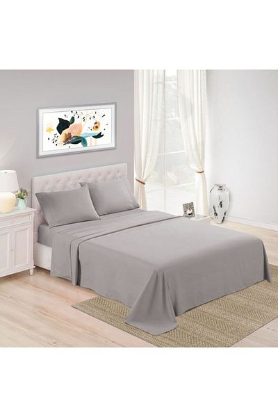Trident : 3Piece 300 Thread Count 100 Cotton rich Solid Luxury King Bedsheet Set