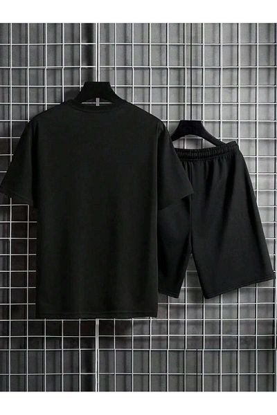 Boi Miami 23 T-Shirt Shorts Combo Set - Black Printed Oversized Crew Neck