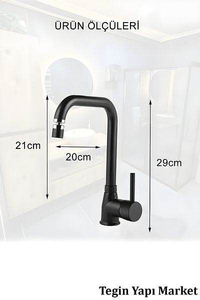 Tegin Yapı Market Teginyapımarket Black Robot Black Hill Sprinkler Shower Set Kitchen Bathroom Sink Faucet Set