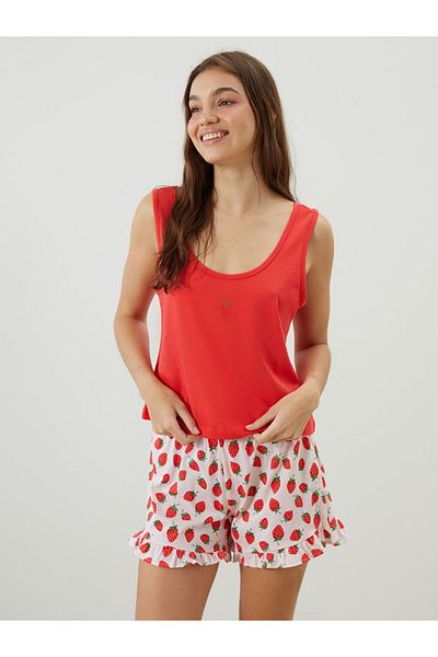 LC Waikiki Petite U Neck Printed Women's Shorts Pajama Set