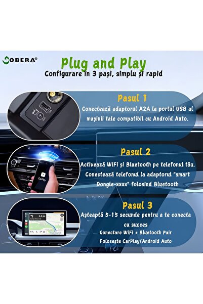 goBERA Adaptor Auto Wireless 2 in 1 goBERA®,masini cu Carplay/AndroId de fabrica prin cablu