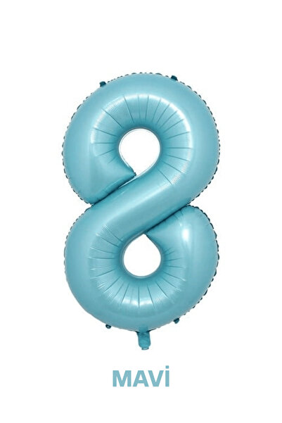 Bunloon Mavi Renk 8 Rakam Dev Folyo Balon 76 cm Doğum Günü Parti Süsleme