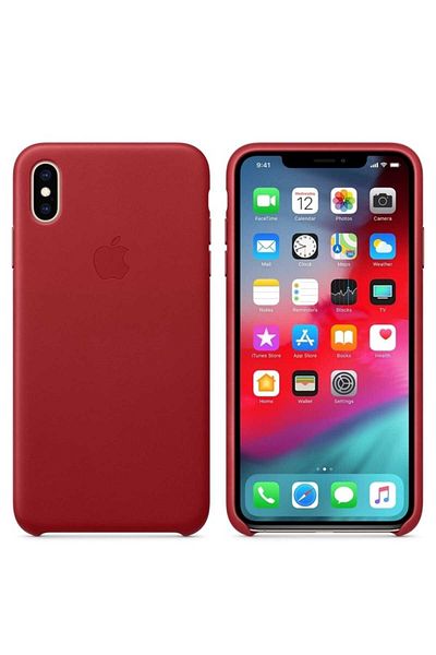 Apple Leather Case for Apple iPhone XS Max, Red