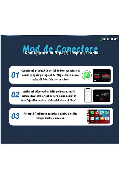 goBERA goBERA® 2 in 1 Wireless Car Adapter, cars with factory Carplay/Android via cable