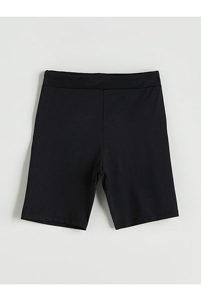 LC Waikiki Black Girl's Short Leggings with Elastic Waist