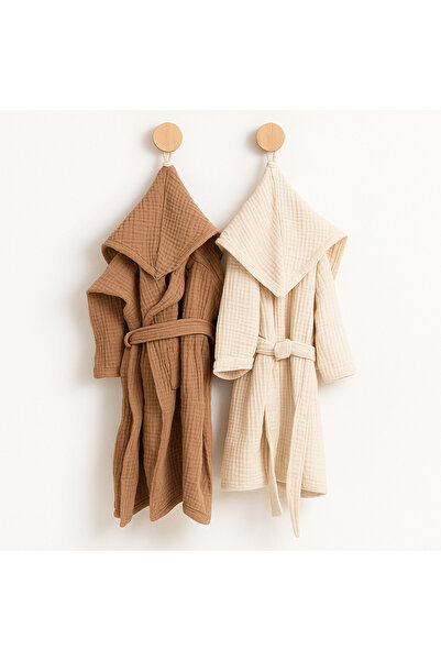 Butik %100 Pamuk Bebek Bornozu – Kapüşonlu ve Kuşaklı | Yumuşak, Emici, Unise...