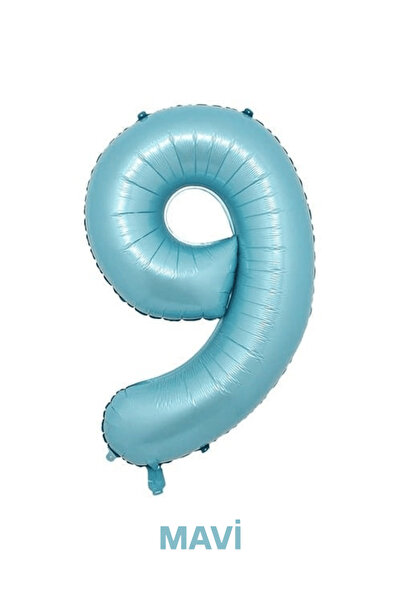 Bunloon Mavi Renk 9 Rakam Dev Folyo Balon 76 cm Doğum Günü Parti Süsleme