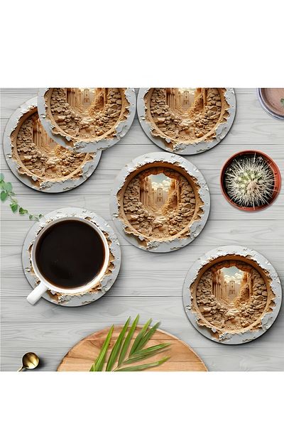 kutuTR Set of 6 Wooden Coasters Brd-011